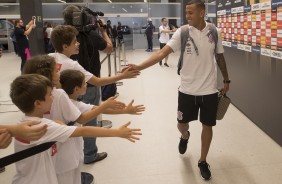 Sidcley na chegada para o duelo contra Deportivo Lara