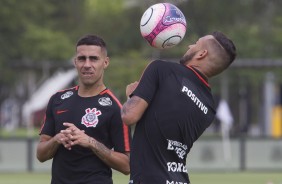 Gabriel e Maycon no último treino antes do jogo contra o Bragantino