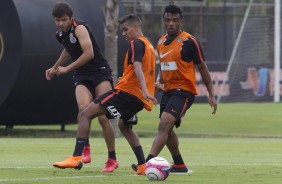 Romero, Pedrinho e Paulo Roberto treinando para enfrentar o Bragantino