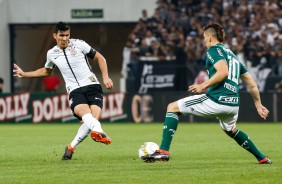 Balbuena jogando contra o Palmeiras, no primeiro jogo da final na Arena Corinthians