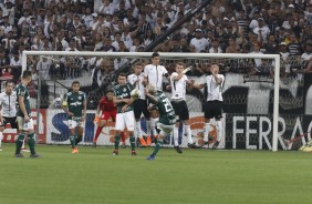 Lucas Lima cobra falta palmeirense durante o dérbi da final do campeonato paulista 2018