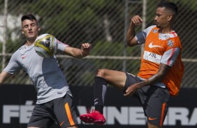 Mantuan e Lucca durante o treino no CT Joaquim Grava