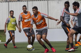 Matheus Matias durante o treino de hoje; Garoto no ser utilizado no Paulisto