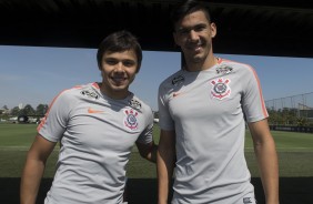 Os paraguaios Romero e Balbuena durante a ltima atividade antes da final contra o Palmeiras