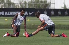 Ren Jnior e Jnior Dutra durante ltima atividade antes da final contra o Palmeiras