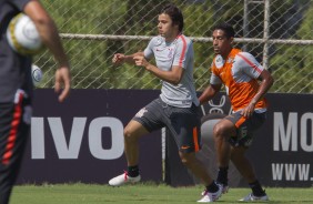 Romero e Léo Príncipe no último treino antes do duelo contra o Palmeiras, pela final do Paulistão