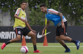 Matheus Matias e Pedro Henrique no treino de hoje no CT Joaquim Grava