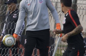 Cássio treina para enfrentar o Palmeiras, na final do campeonato paulista 2018