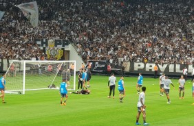 Jogadores do Corinthians no treino desta sexta na Arena