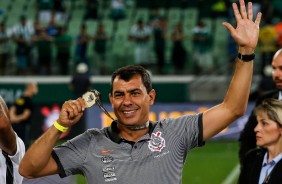 Fbio Carille na tarde deste domingo pela final do campeonato paulista