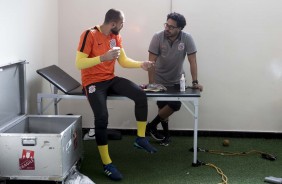 Jogadores no vestiário antes da partida contra o Atlético-MG