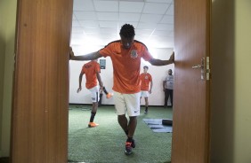 Jogadores no vestiário antes da partida contra o Atlético-MG