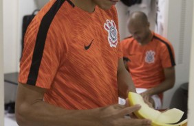 Marquinhos Gabriel no vestiário antes da partida contra o Atlético-MG