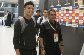 Marquinhos Gabriel chegando a Arena Corinthians para o duelo contra o Independiente, da Argentina