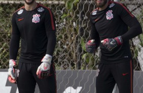 Caíque França e Walter na atividade desta manhã no CT