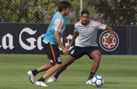 Romero e Léo Príncipe no treino de hoje no CT