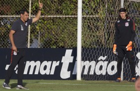 Carille e Cássio durante última atividade no CT antes do duelo contra o Vitória