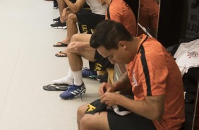 Jogadores no vestirio da Arena Corinthians antes da deciso diante o Vitria, pela CB