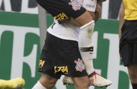 Rodriguinho marcou o nico gol da partida contra o Palmeiras, na Arena Corinthians, pelo Brasileiro