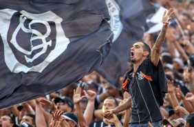 Torcida durante Dérbi contra o Palmeiras, na Arena Corinthians