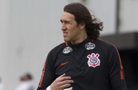 O goleiro Cássio durante jogo-treino com a seleção sub-20, no CT Joaquim Grava