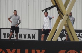 Sidcley e Osmar Loss no primeiro dia de treino de Osmar como treinador do Corinthians