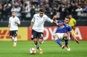 O garoto Pedrinho na partida contra o Millonarios, na Arena Corinthians