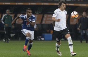 O paraguaio Romero durante jogo contra o Millonarios, na Arena Corinthians