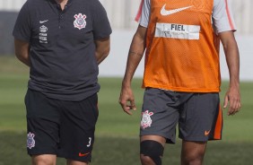 Osmar Loss e Jnior Dutra no treinamento desta manh com foco no jogo diante o Flamengo