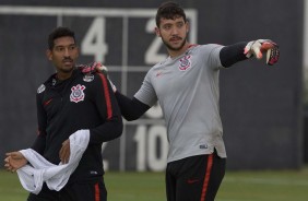 Lo Prncipe e Caque Frana durante o treinamento desta quinta-feira na Arena Corinthians