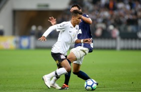 Pedrinho durante o clássico contra o Santos, pelo Brasileirão 2018, na Arena Corinthians