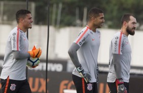 Os goleiros do Timo durante o treinamento desta tarde no CT Joaquim Grava