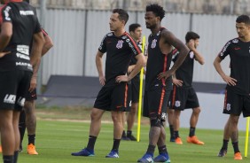 Rodriguinho e Ren Jnior junto ao elenco para o treinamento desta tarde no CT