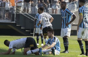 O Timão saiu atrás no placar, mas Marquinhos Gabriel marcou o tento da virada contra o Grêmio