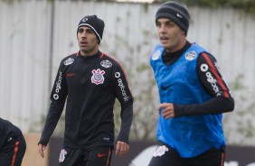 Gabriel e Rodrigo Figueiredo no treinamento de hoje no CT Joaquim Grava