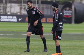Vilson e Clayson no treinamento de hoje no CT Joaquim Grava