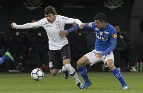 O atacante Romero durante amistoso contra o Cruzeiro, na Arena Corinthians