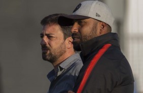Duílio Monteiro e Coelho no jogo-treino contra o São Caetano, no CT Joaquim Graa
