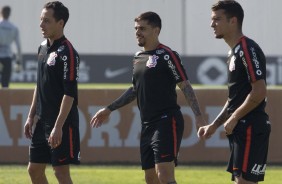 Rodriguinho, Fagner e Bruno Xavier no treino de hoje no CT