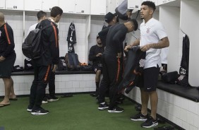 Equipe se prepara no vestirio do estdio Morumbi para o clssico diante o So Paulo