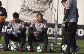 Caque Frana e Walter no treinamento de hoje no CT Joaquim Grava