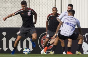 Jogadores no jogo-treino desta quinta