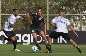 Jogadores no jogo-treino desta quinta