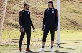 Walter e Cssio durante o treino desta manh no CT do Brasiliense