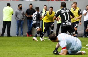 Romero comemora homenageando Ronaldo Fenmeno, no jogo contra o Vasco, pelo Brasileiro