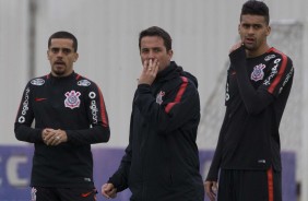 Fagner, Loss e Lo Santos no ltimo treino da equipe antes do jogo contra a Chapecoense