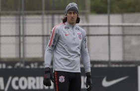 Goleiro Cássio no último treino antes do jogo contra a Chapecoense, pela Copa do Brasil