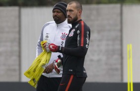 Walter e Fabinho no treino de hoje no CT