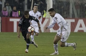 Pedrinho durante jogo contra o Colo-Colo, no Chile, pela Libertadores 2018