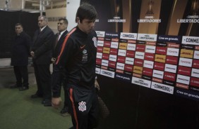 Romero durante chegada do time ao estádio antes do jogo contra o Colo-Colo, no Chile